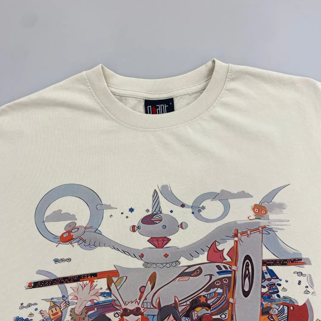 Mechao Saint Michael GEEKSRULE Summer Battle T-shirt animation printed short-sleeved digital white ink direct spray, the fabric is breathable and the pattern is three-dimensional and clear. Fabric: Double yarn 240g Style number: S825 Size: S-M-L-XL Color: Off-white Price: P110